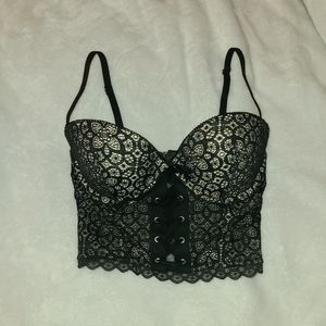 Victoria's Secret Black Lace Corset Bra